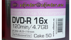 RiTEK Excellence series (Hi-Res.) DVD-R 4.7GB Waterproof Glossy Printable, Cake 50, profesionálna vodeodolná lesklá potlač